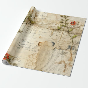 Liebe des Vintagen Pergaments mit Blume (6) Geschenkpapier