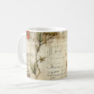 Liebe des Vintagen Pergaments mit Blume (6) Kaffeetasse