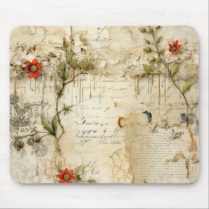 Liebe des Vintagen Pergaments mit Blume (6) Mousepad
