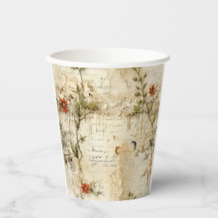 Liebe des Vintagen Pergaments mit Blume (6) Pappbecher