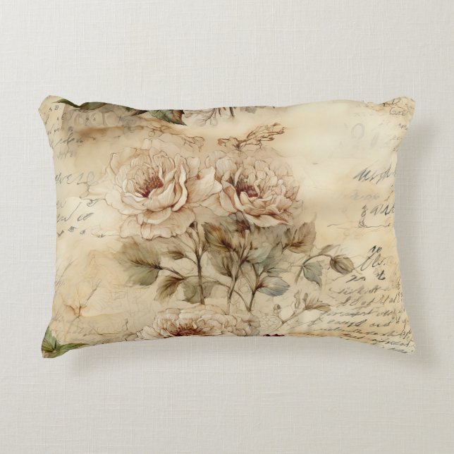 Liebe des Vintagen Pergaments mit Blume (7) Dekokissen (Vorderseite)