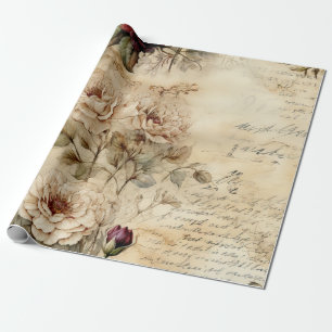 Liebe des Vintagen Pergaments mit Blume (7) Geschenkpapier