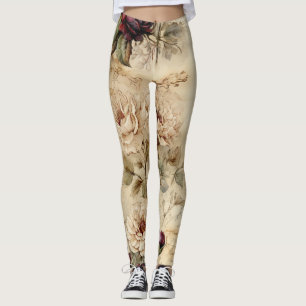 Liebe des Vintagen Pergaments mit Blume (7) Leggings