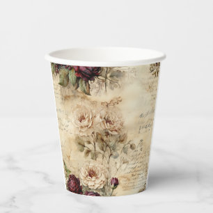 Liebe des Vintagen Pergaments mit Blume (7) Pappbecher