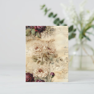 Liebe des Vintagen Pergaments mit Blume (7) Postkarte