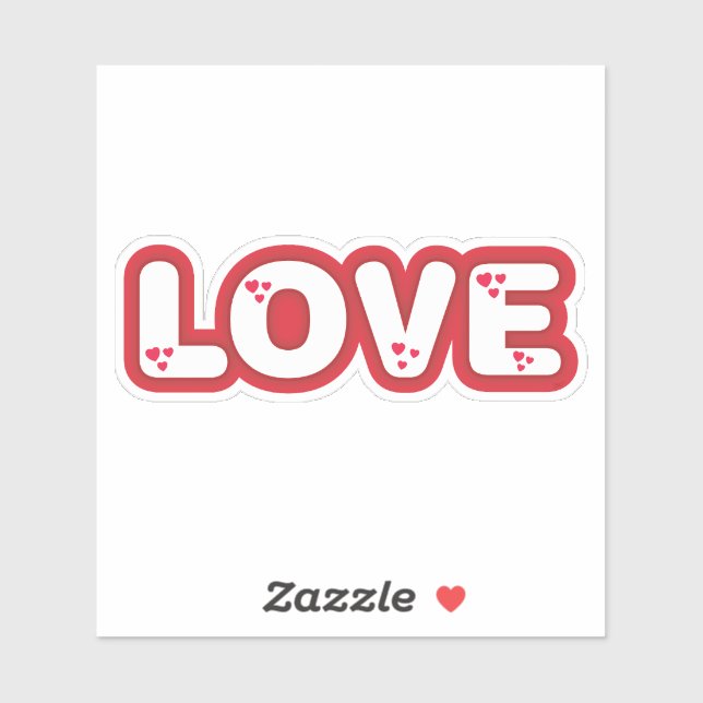 "Liebe"-Design, rote, abgerundete Buchstaben mit H Aufkleber (Blatt)