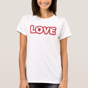 "Liebe"-Design, rote, abgerundete Buchstaben mit H T-Shirt