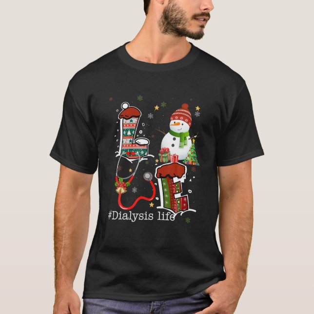 Liebe Dialyse Life Snowman Weihnachten für Nurse N T-Shirt (Vorderseite)