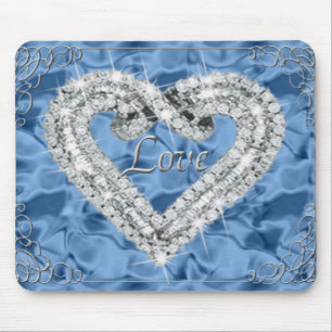 Liebe Diamond Heart Blue Mouse Pad Mousepad