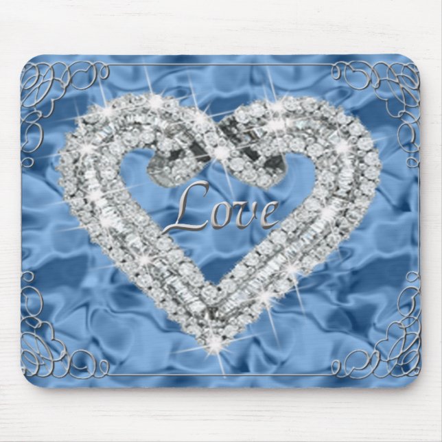 Liebe Diamond Heart Blue Mouse Pad Mousepad (Vorne)