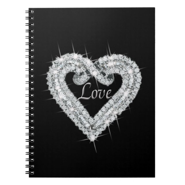 Liebe Diamond Heart Spiral Notebook Notizblock (Vorderseite)