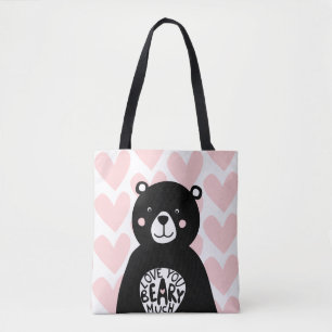 Liebe dich Beary Viel Hör Bär Rosa Schwarz Mädchen