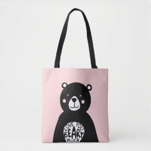 Liebe dich Beary Viel Hör Bär Rosa Schwarz Mädchen