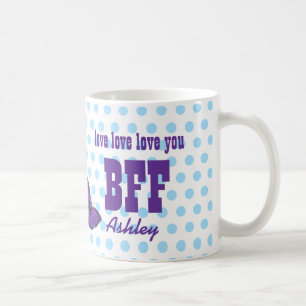 Liebe dich BFF Lila Schmetterling Blaue Punkte V05 Kaffeetasse