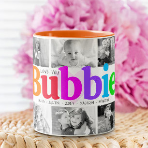 Liebe dich Bubbie Multicolor Moderne 10-Foto-Colla Zweifarbige Tasse