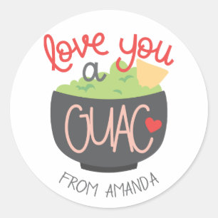 Liebe dich ein Guac Valentinstag Runder Aufkleber