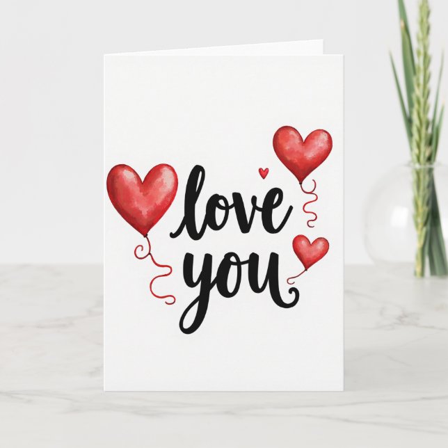 Liebe dich Herzballons Karte (Vorderseite)