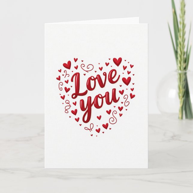 Liebe dich Herzen Romantische Karte (Vorderseite)
