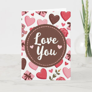 Liebe dich Herzen und Rosen Karte
