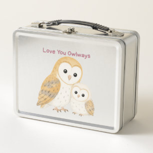 Liebe dich immer Schleiereulen-Metall-Lunchbox Metall Brotdose