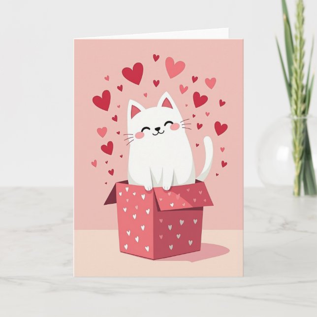 Liebe dich Kitty Hearts Karte (Vorderseite)