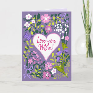 Liebe dich Mama botanisch süßes Herz Karte