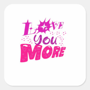 Liebe dich mehr Herzen und Punkte Spielerei Design Quadratischer Aufkleber