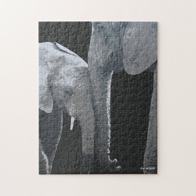Liebe dich mehr, Original-Elefantenkunst Puzzle (Vertikal)