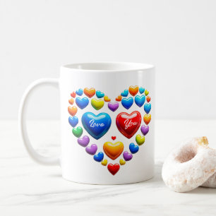 Liebe dich mit bunten Herzen Kaffeetasse