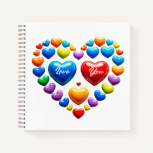 Liebe dich mit bunten Herzen Notizbuch