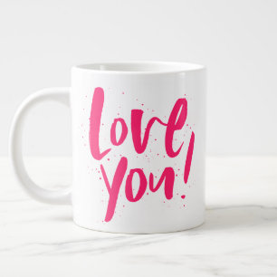Liebe dich, moderner Valentinstag in knallrosa Jumbo-Tasse