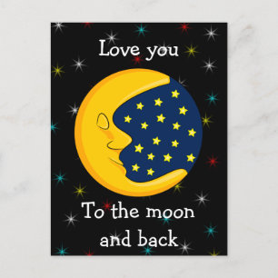 Liebe dich Mond und zurück Postkarte