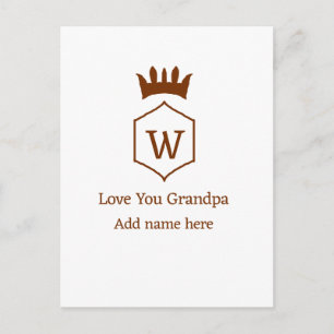 Liebe dich Opa Krone Name Details braun Quadrat Postkarte