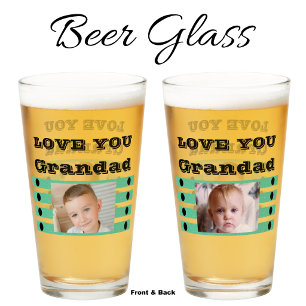 Liebe dich Opa zwei Fotos schwarz grün Bier Glas