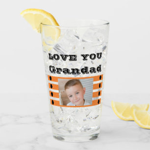 Liebe dich Opa zwei Fotos schwarz orange Bier Glas