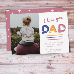 Liebe dich Papa Pinke Typografie Foto Feiertagskarte