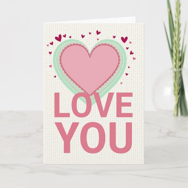 Liebe dich Polka Dot gestreiftes Herz Karte (Vorderseite)
