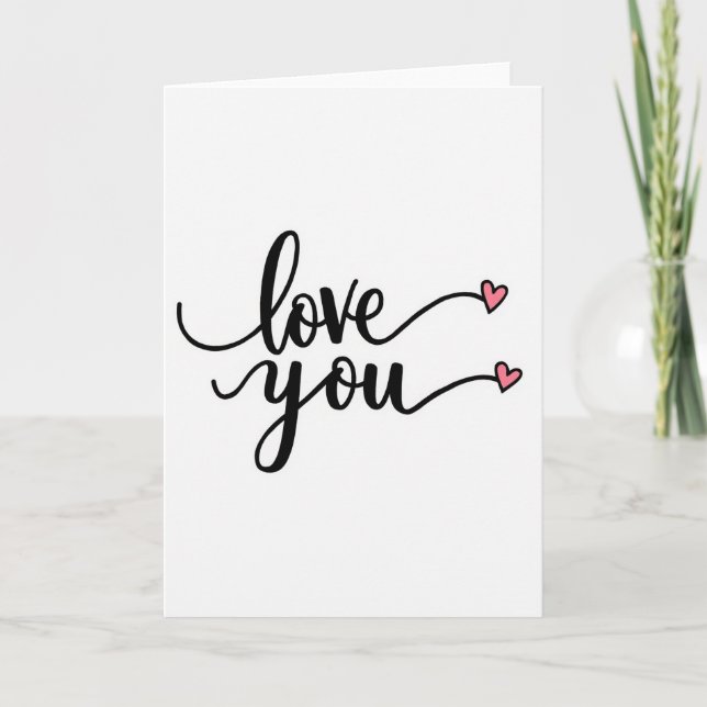 Liebe dich rosa Herzen Skript Glatte Karte (Vorderseite)