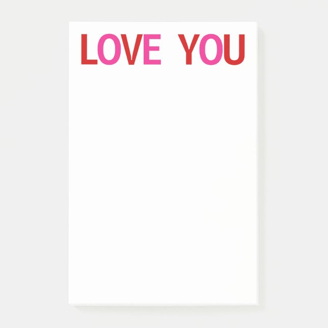 Liebe dich Rot Pink Post-it Klebezettel (Vorderseite)