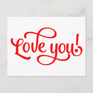 Liebe dich Rot Weiß Hochzeit Verlobung Jubiläum Postkarte