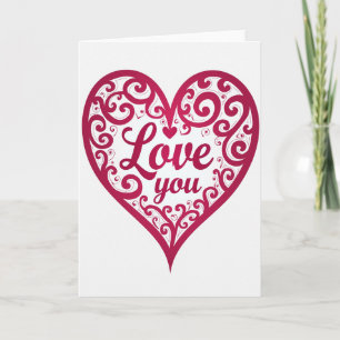 Liebe dich Scroll Herz Karte