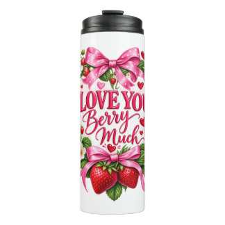 Liebe dich sehr Erdbeere Rosa Romantisch Thermosbecher