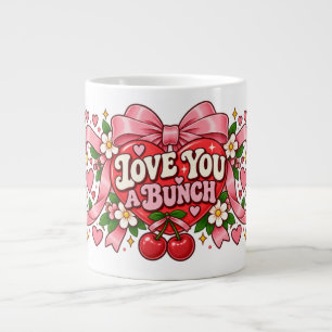 Liebe dich sehr Rosa Schleife Herz Tasse Retro C