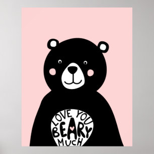 Liebe dich sehr Skandinavische Bärenmädchen Zimmer Poster