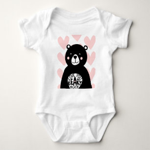 Liebe dich sehr süßer Bär Mädchen Rosa Herz Baby Strampler