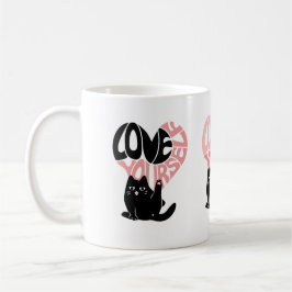 Liebe dich selbst lustige Katze Kaffeetasse