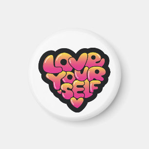 Liebe dich selbst Typografie Herz Aufkleber Magnet