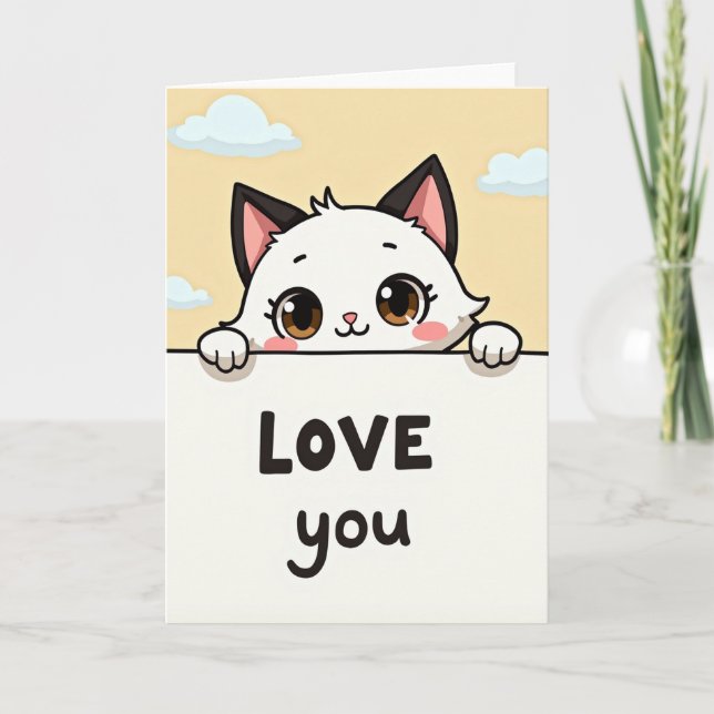 Liebe dich süße Katzenkarte Karte (Vorderseite)