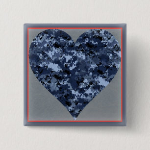 Liebe dich U.S. Blau Camo Herz Valentinstag Button