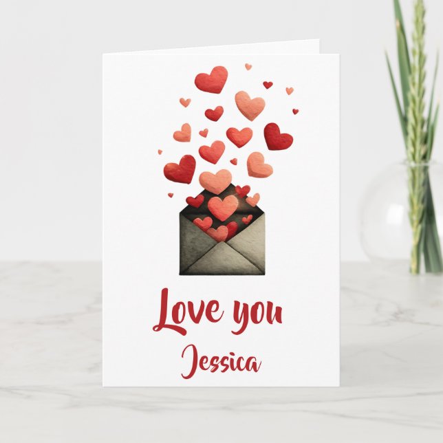 Liebe dich Valentine Umschlag Design Karte (Vorderseite)